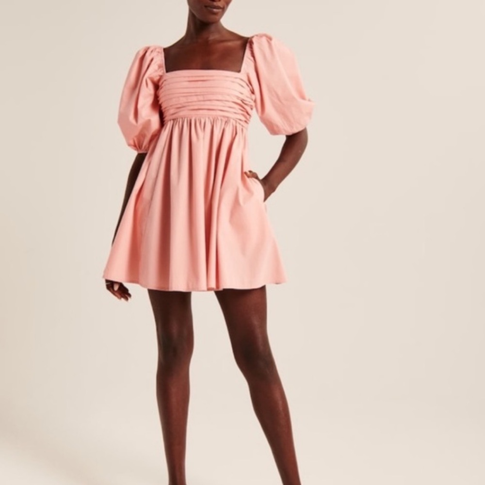 EUC Abercrombie & Fitch Emerson Pink Puff Sleeve Mini Dress Small